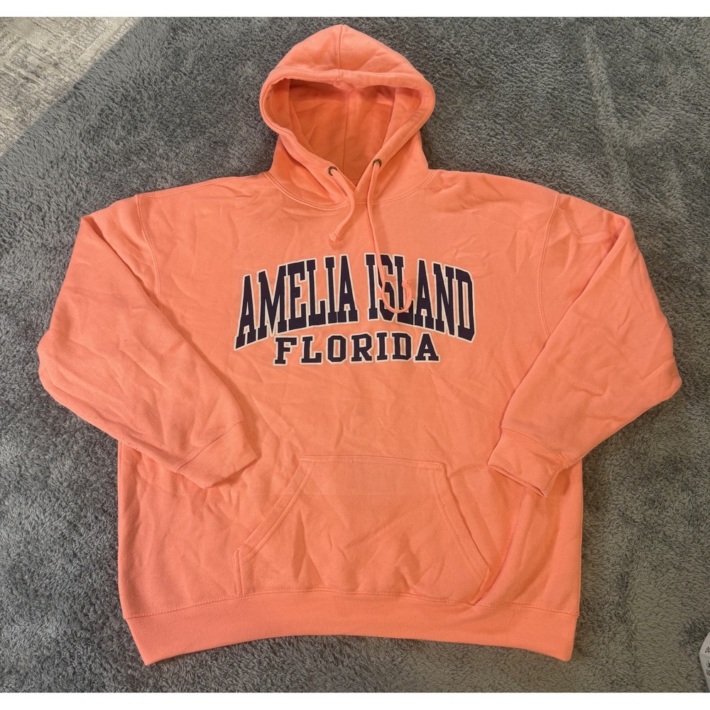 Pacific & Co Unisex Amelia Island Hoodie XL Peach Florida Souvenir Fleece